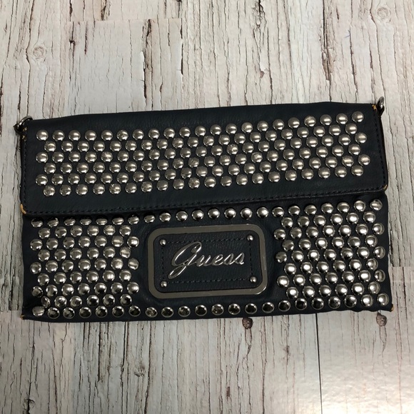 ✨FINAL SALE✨ Guess Leather Blue Studded Clutch - Picture 4 of 15